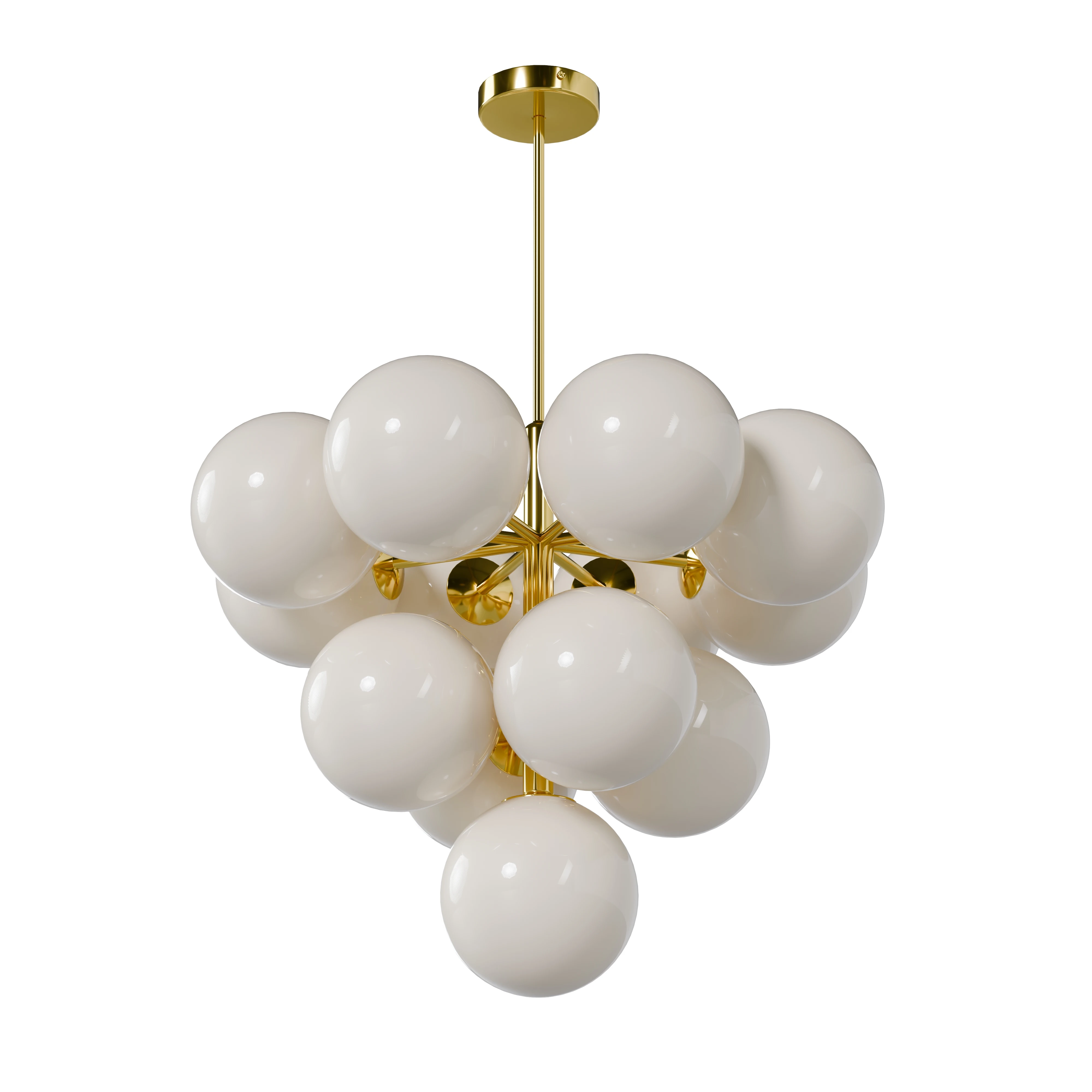 Lampatron POLARIS - Brass and White Globe Chandelier — Hero view