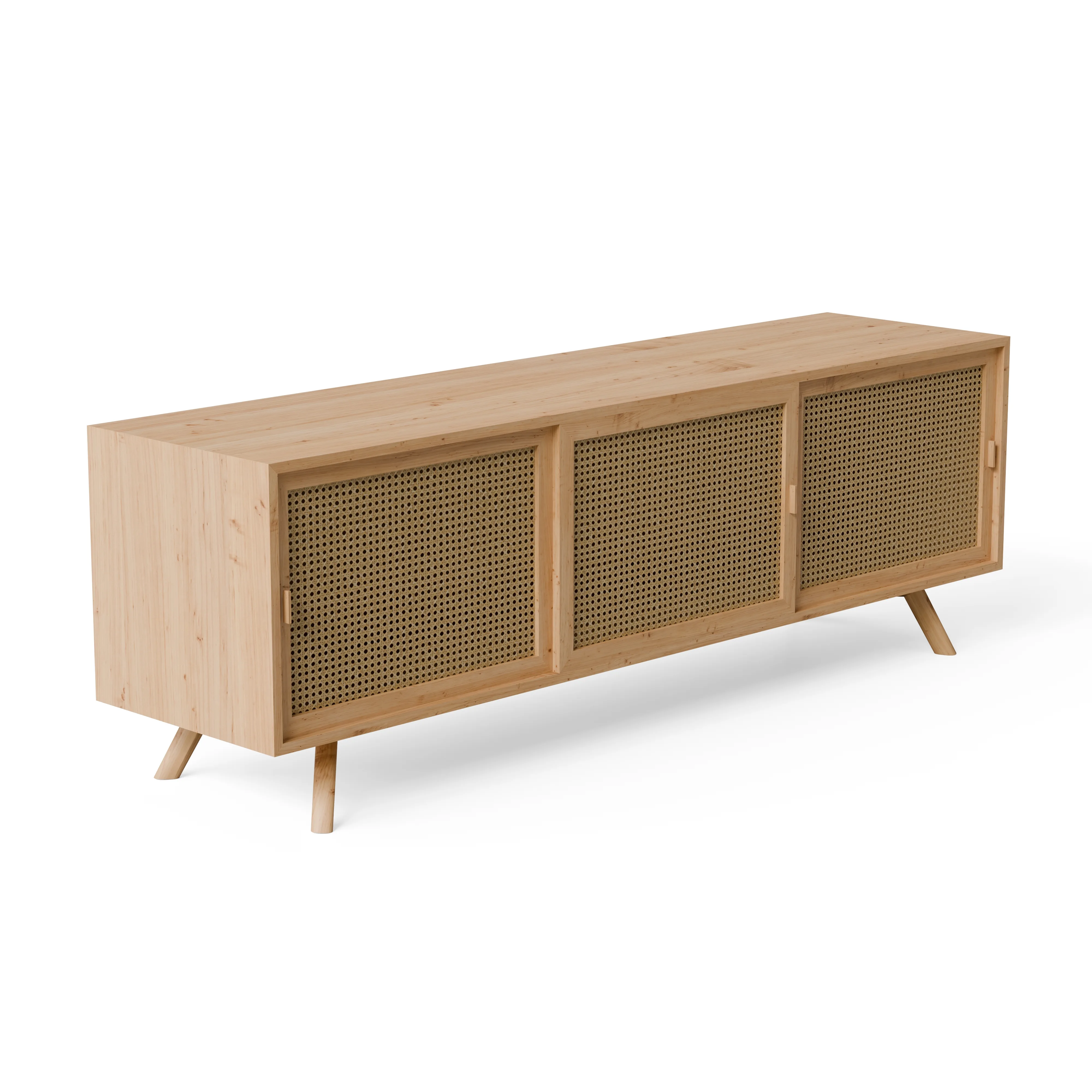 Boho - Natural Wood and Woven Cane Sideboard — Hero view