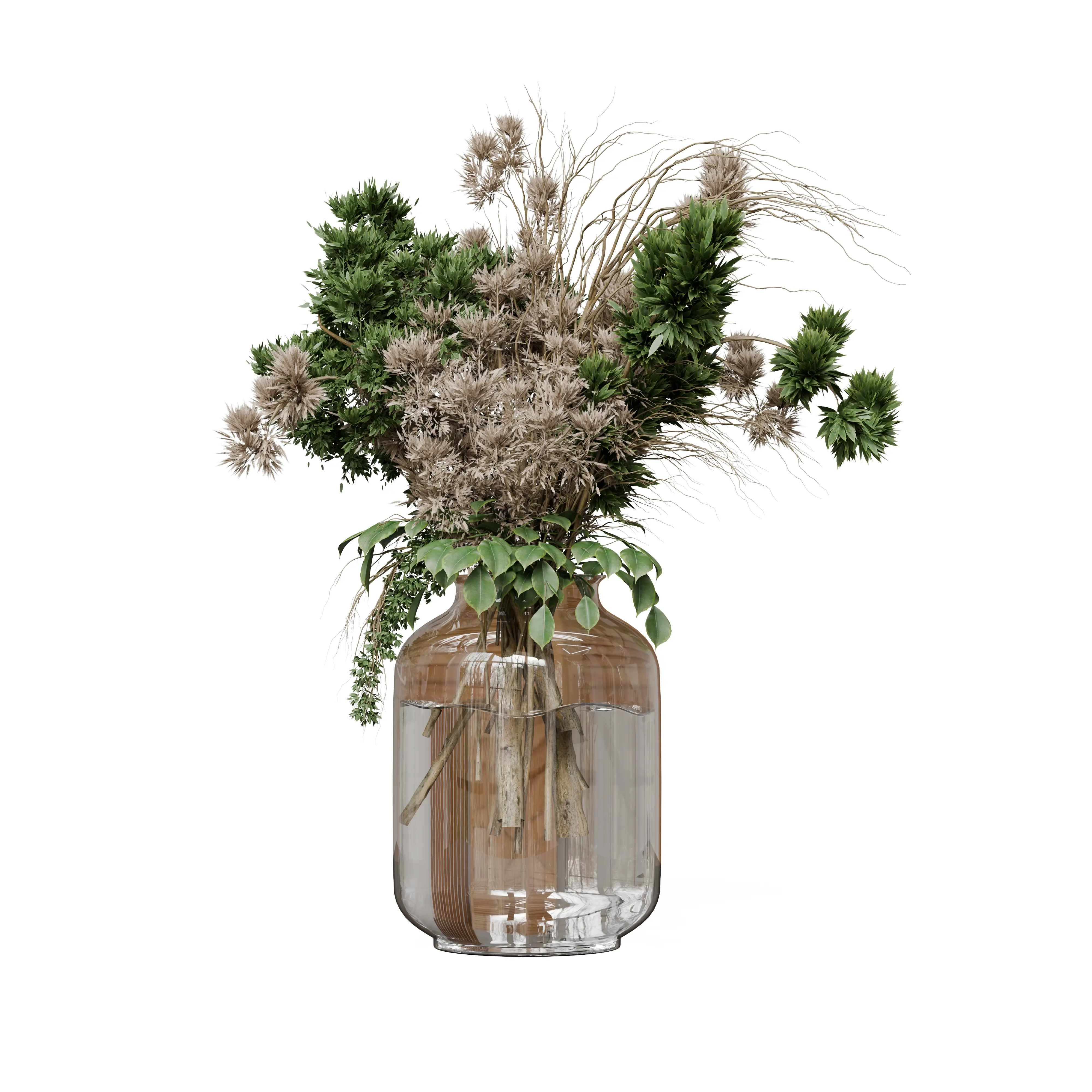 Plant and Pampas 1 - Botanical Arrangement in Glass Vase — Hero view