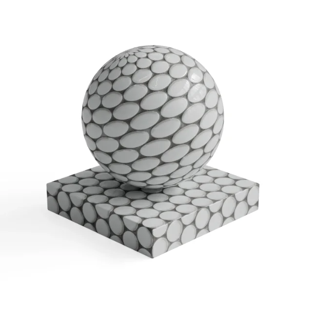 Tile 431 - White Penny Mosaic with Dark Grout — Hero view