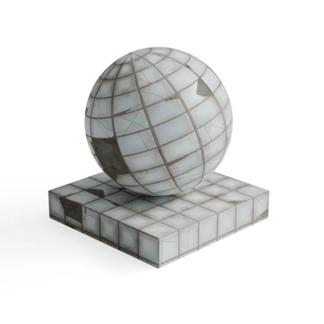 Tile 443 - Heavily Worn White Square Tiles — Hero view