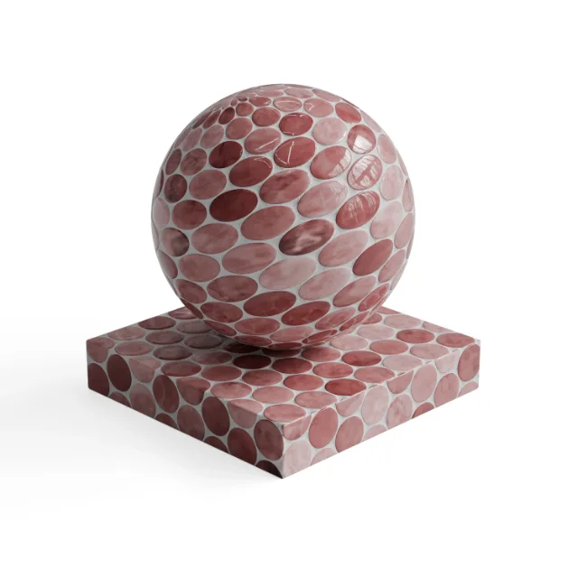 Tile 429 - Red and White Circular Mosaic — Hero view