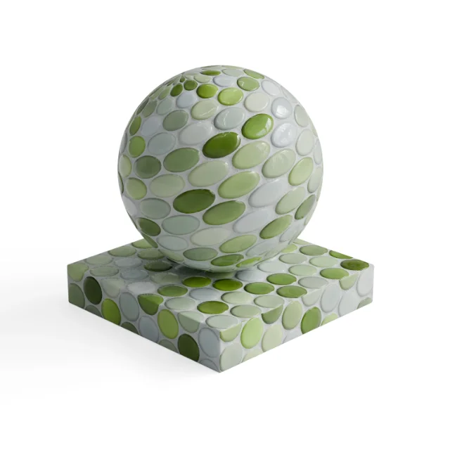 Tile 428 - Lime and White Circular Mosaic — Hero view