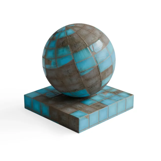 Tile 439 - Heavily Worn Turquoise Square Tiles — Hero view