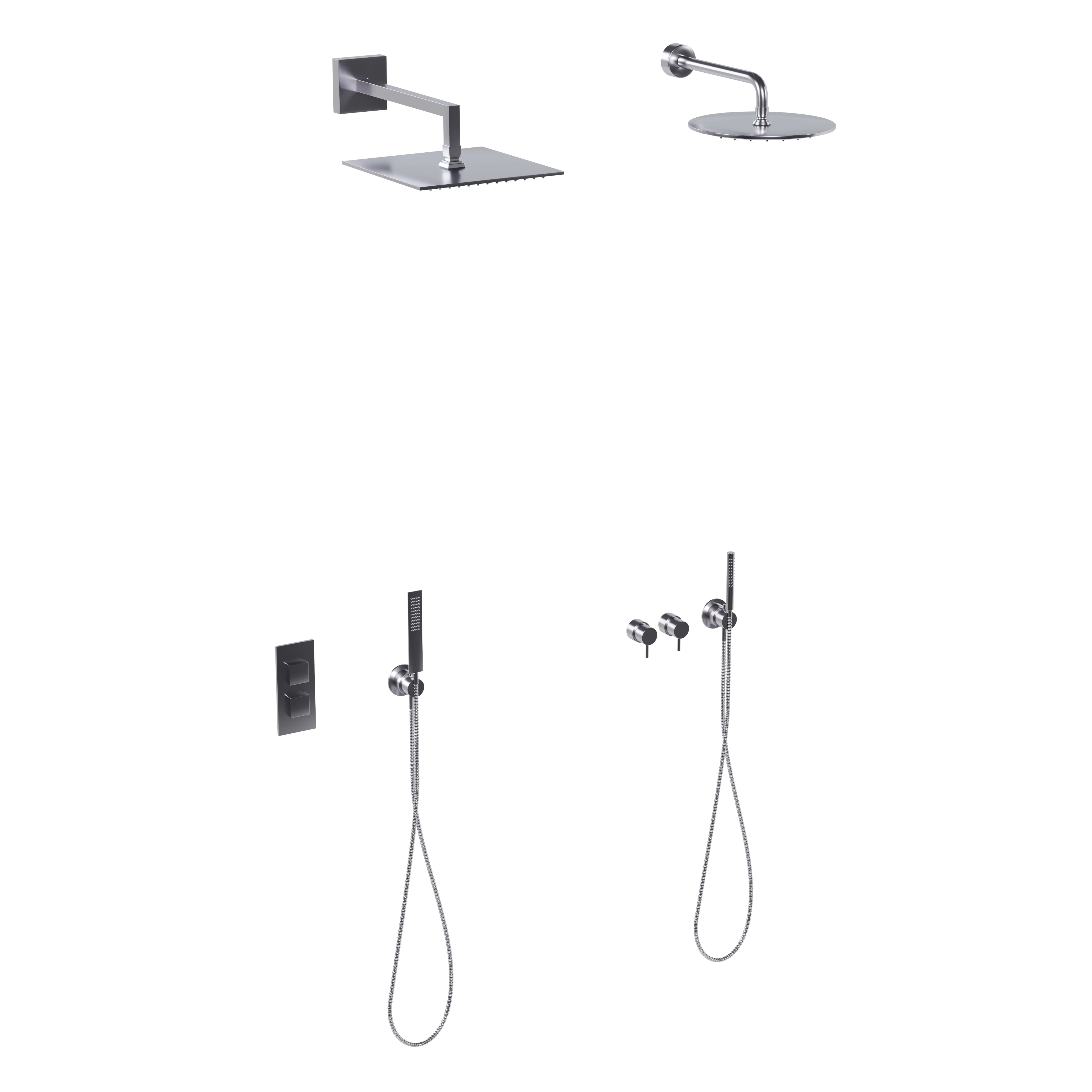 Chrome Round and Square Rain Shower Sets — Hero view