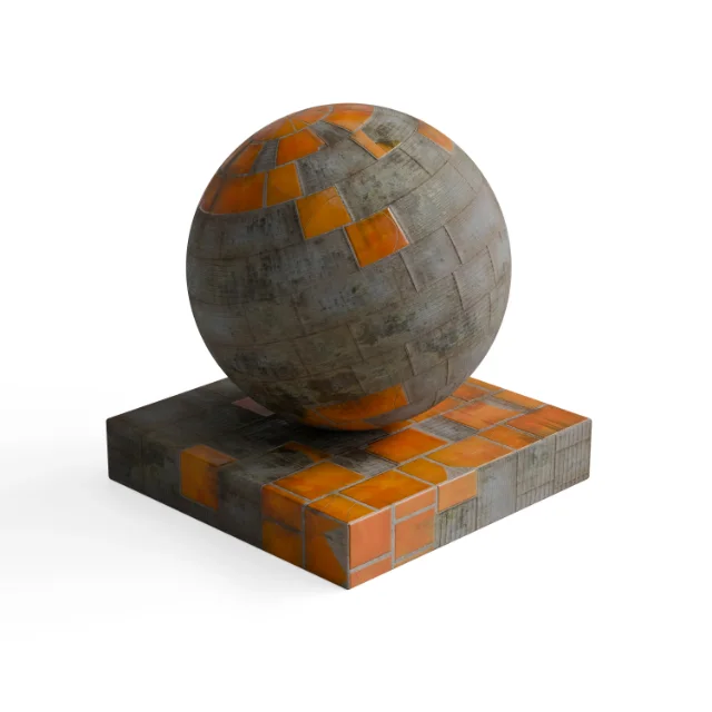 Tile 459 - Heavily Worn Orange Subway Tiles — Hero view
