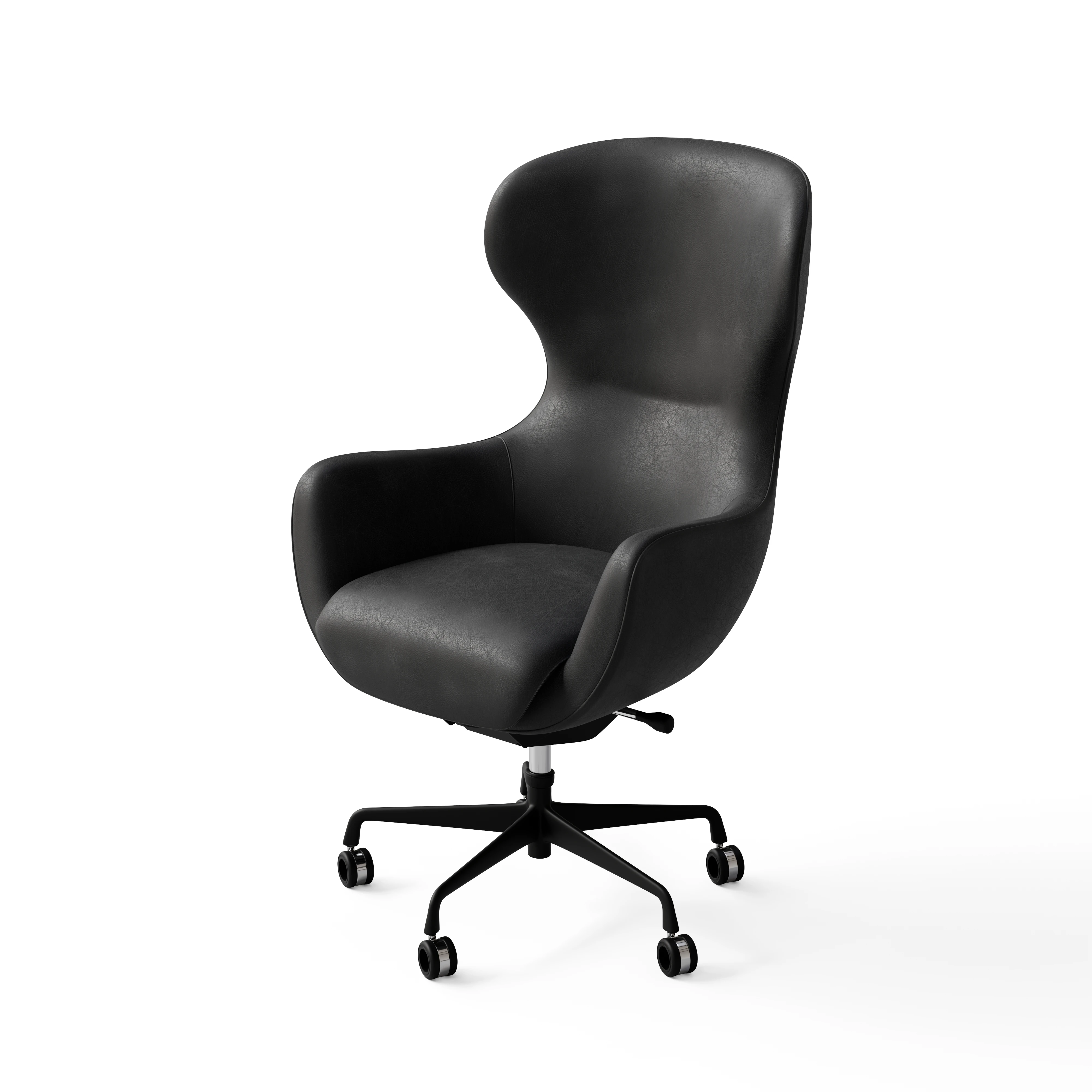 QUADS Office Chair 1 - Black Upholstered Swivel Chair — Hero view